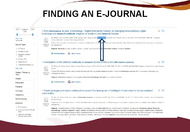 FINDING AN E-JOURNAL 