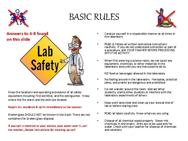 BASIC RULES Answers to 4 -8 found on this slide • Conduct yourself in
