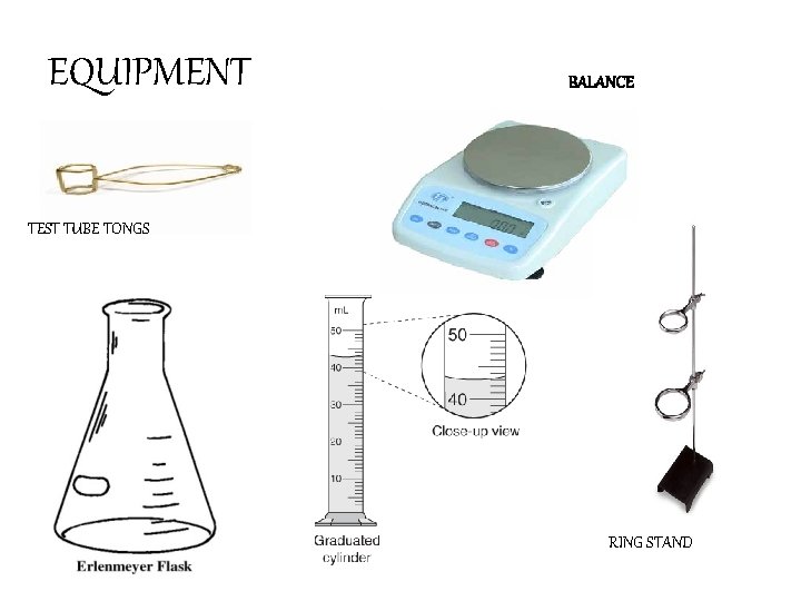 EQUIPMENT BALANCE TEST TUBE TONGS GRADUATED RING STAND 