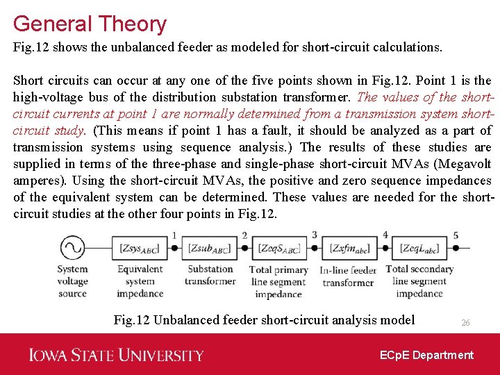 General Theory Fig. 12 shows the unbalanced feeder as modeled for short-circuit calculations. Short