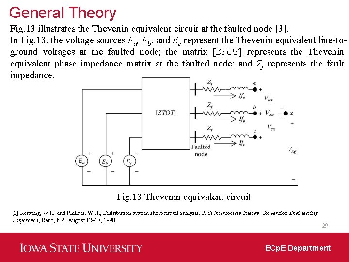 General Theory Fig. 13 illustrates the Thevenin equivalent circuit at the faulted node [3].