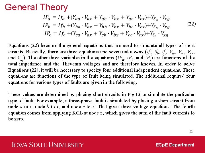 General Theory (22) Equations (22) become the general equations that are used to simulate