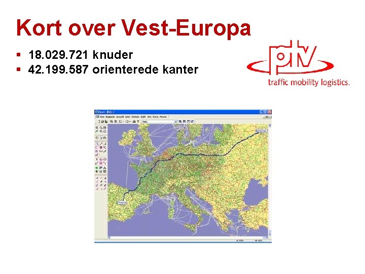 Kort over Vest-Europa § 18. 029. 721 knuder § 42. 199. 587 orienterede kanter