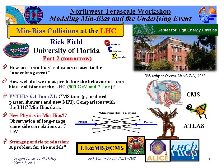 Northwest Terascale Workshop Modeling Min-Bias and the Underlying Event Min-Bias Collisions at the LHC