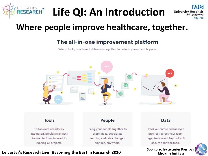 Life QI: An Introduction Where people improve healthcare, together. Leicester’s Research Live: Becoming the