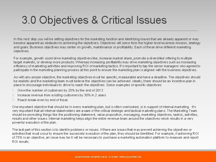 Marketing Plan Template for Manufacturers Provided by the