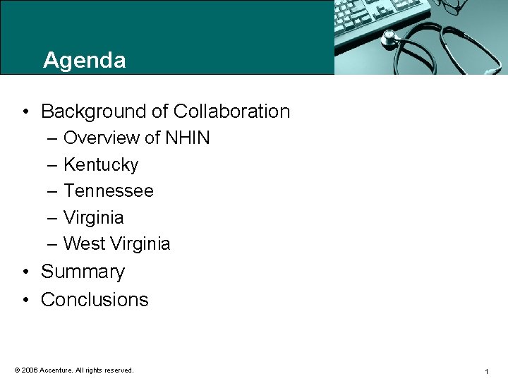 Agenda • Background of Collaboration – Overview of NHIN – Kentucky – Tennessee –