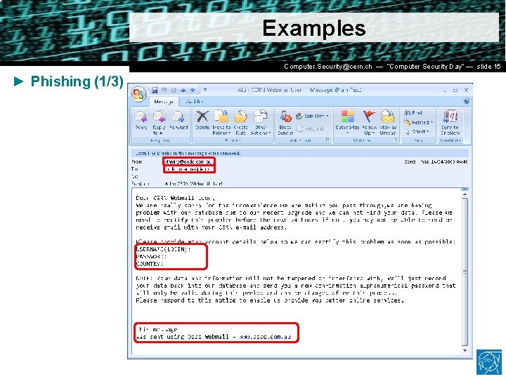 Examples Dr. Stefan (CERN IT/CO) ― DESY ― 20. Computer. Security@cern. ch — Lüders