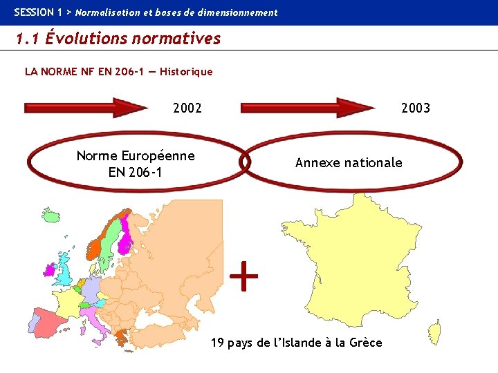 SESSION 1 > Normalisation et bases de dimensionnement 1. 1 Évolutions normatives LA NORME