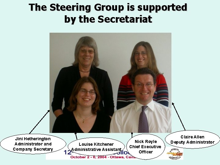The Steering Group is supported by the Secretariat Jini Hetherington Administrator and Company Secretary