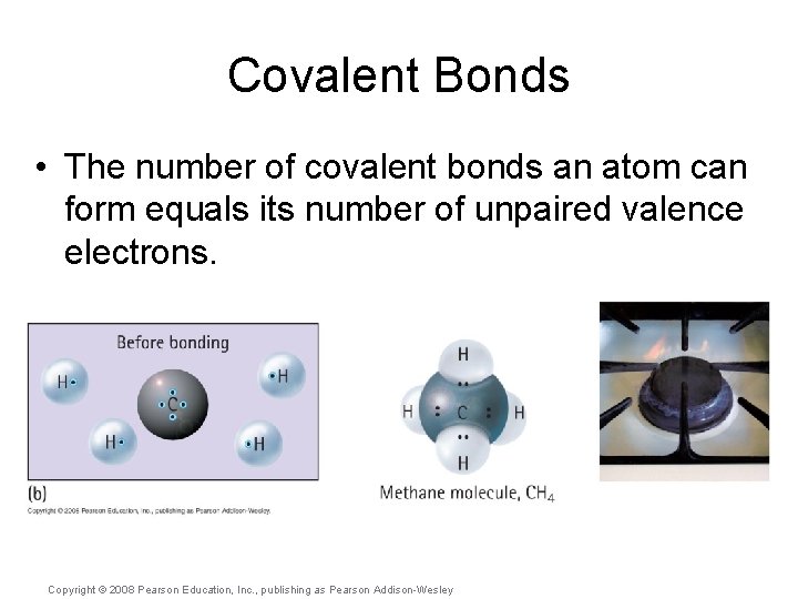 Covalent Bonds • The number of covalent bonds an atom can form equals its