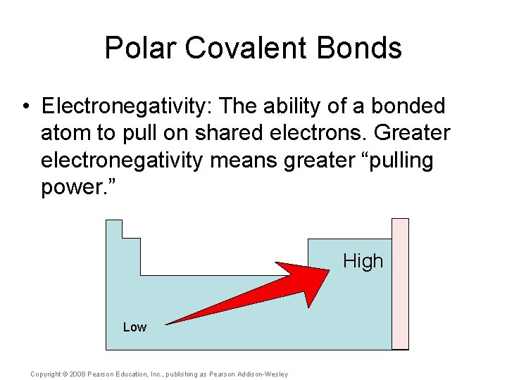 Polar Covalent Bonds • Electronegativity: The ability of a bonded atom to pull on