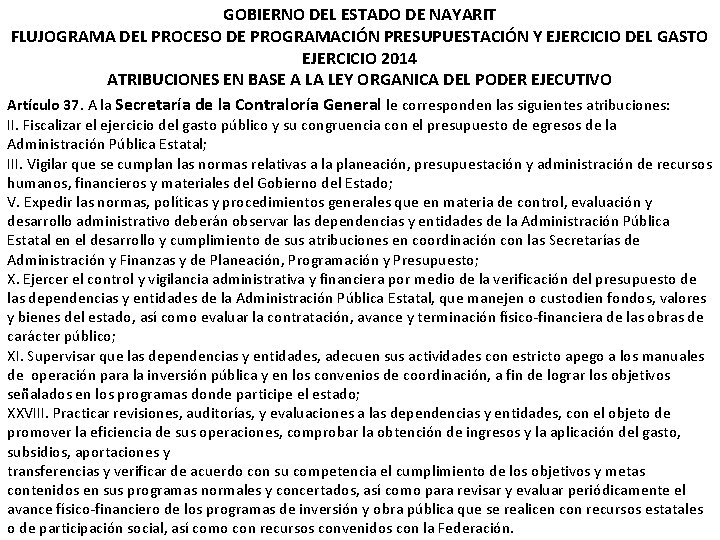 GOBIERNO DEL ESTADO DE NAYARIT FLUJOGRAMA DEL PROCESO DE PROGRAMACIÓN PRESUPUESTACIÓN Y EJERCICIO DEL