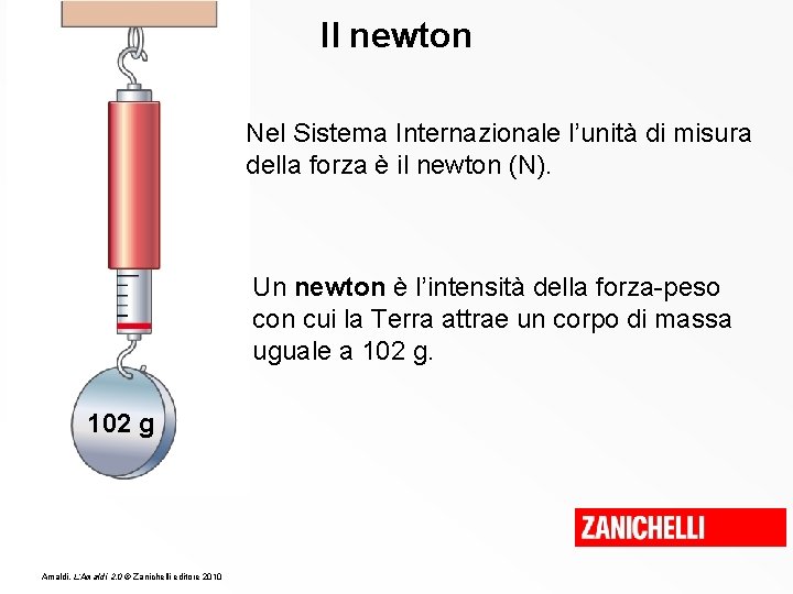 Il newton Nel Sistema Internazionale l’unità di misura della forza è il newton (N).