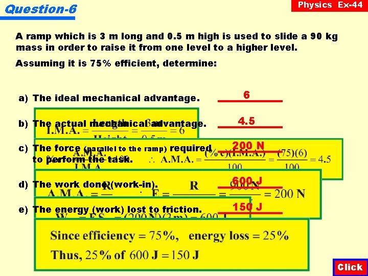 Physics Ex-44 Question-6 A ramp which is 3 m long and 0. 5 m