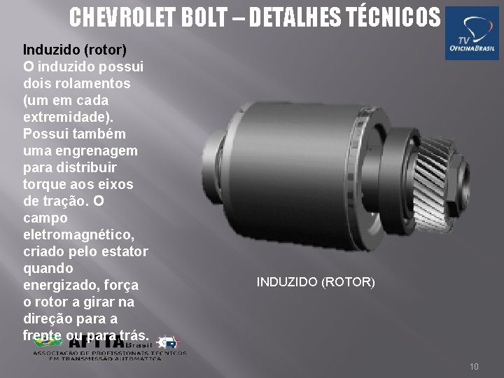 CHEVROLET BOLT – DETALHES TÉCNICOS Induzido (rotor) O induzido possui dois rolamentos (um em
