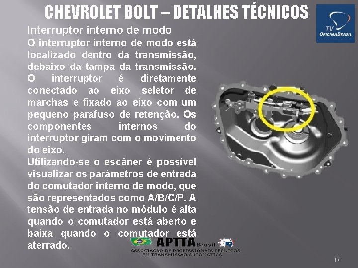 CHEVROLET BOLT – DETALHES TÉCNICOS Interruptor interno de modo O interruptor interno de modo