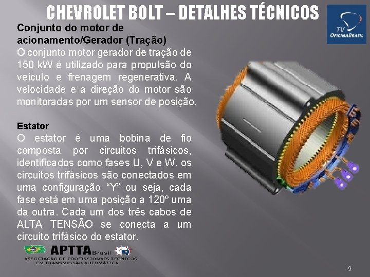 CHEVROLET BOLT – DETALHES TÉCNICOS Conjunto do motor de acionamento/Gerador (Tração) O conjunto motor