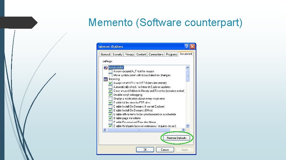Memento (Software counterpart) 