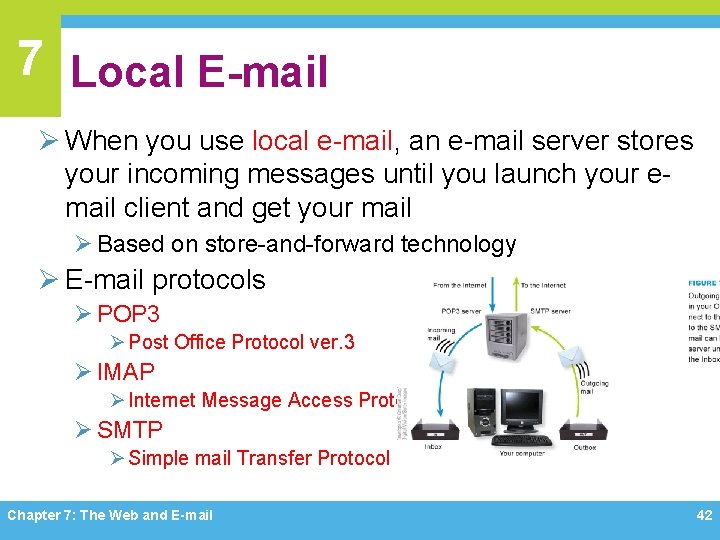 7 Local E-mail Ø When you use local e-mail, an e-mail server stores your