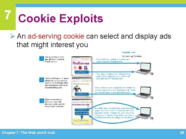 7 Cookie Exploits Ø An ad-serving cookie can select and display ads that might