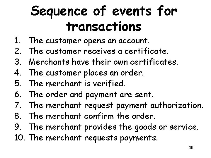 1. 2. 3. 4. 5. 6. 7. 8. 9. 10. Sequence of events for