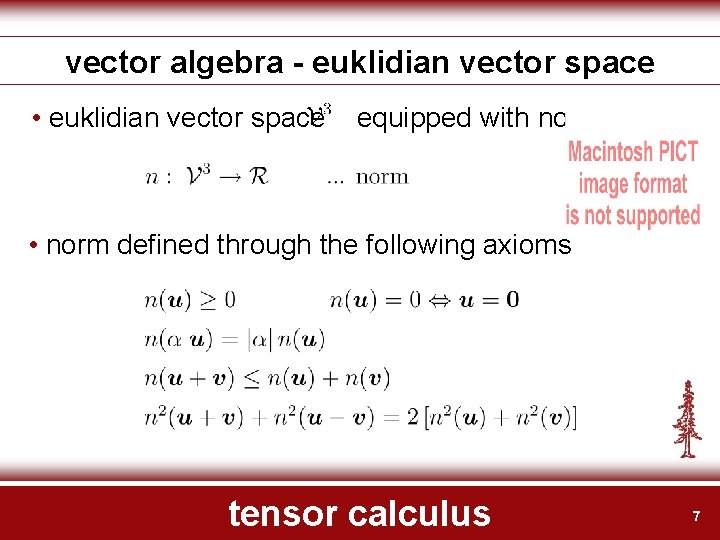 vector algebra - euklidian vector space • euklidian vector space equipped with norm •