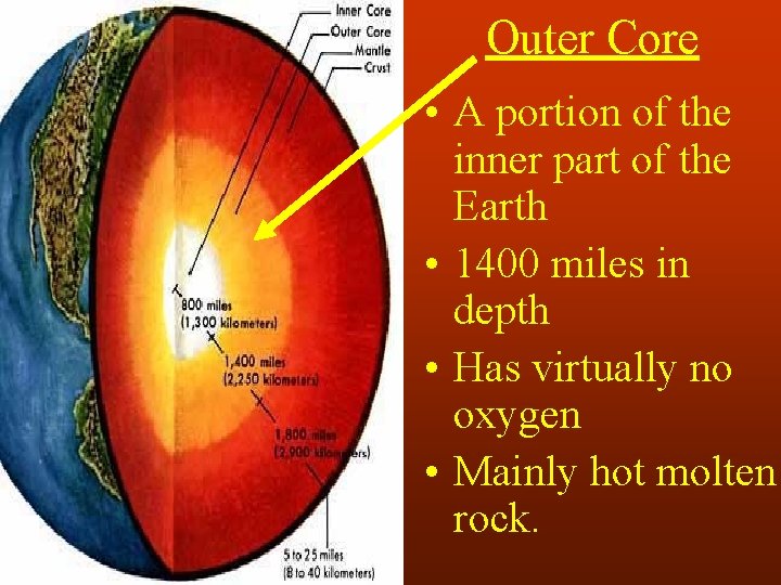 Outer Core • A portion of the inner part of the Earth • 1400
