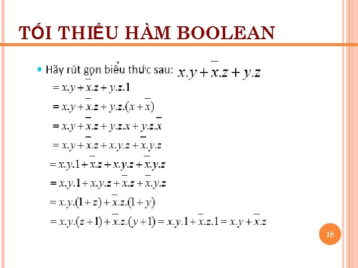 TỐI THIỂU HÀM BOOLEAN 18 