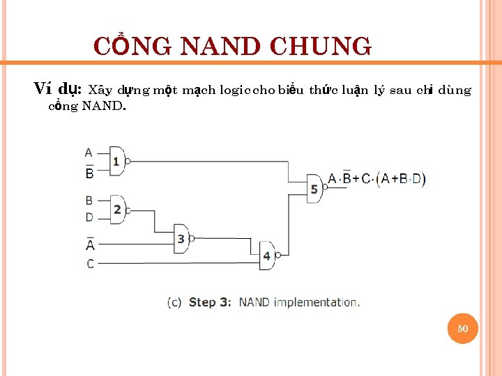 CỔNG NAND CHUNG Ví dụ: Xây dựng một mạch logic cho biểu thức luận