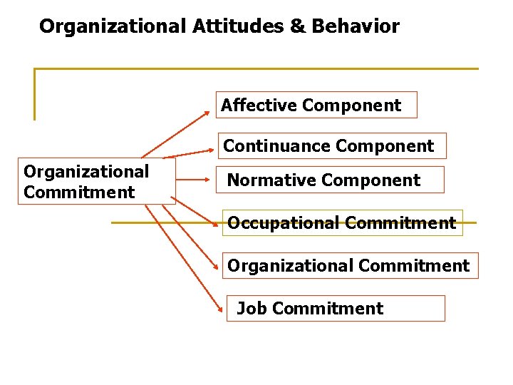 Organizational Attitudes & Behavior Affective Component Continuance Component Organizational Commitment Normative Component Occupational Commitment