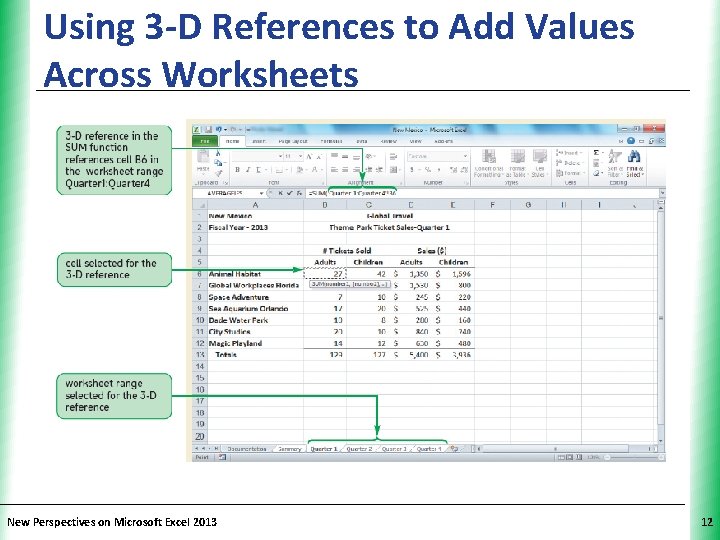 Using 3 -D References to Add Values Across Worksheets New Perspectives on Microsoft Excel