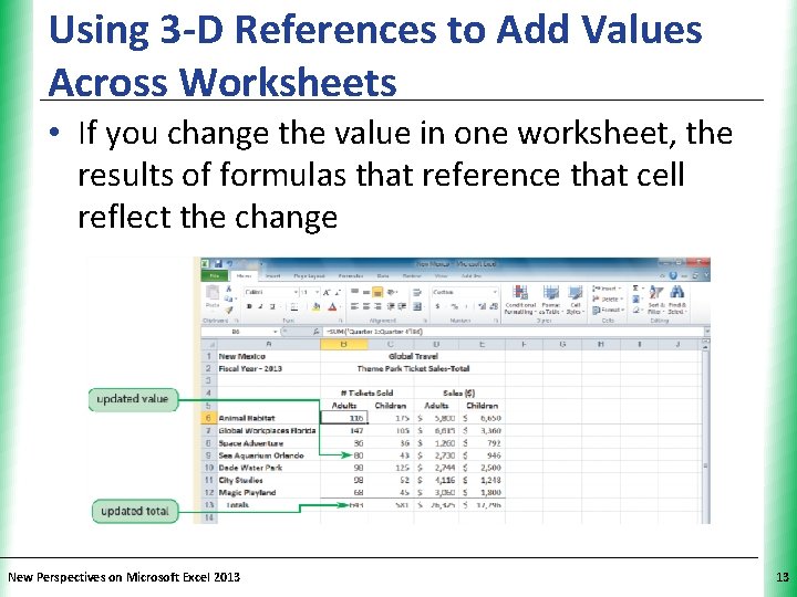 Using 3 -D References to Add Values Across Worksheets XP • If you change