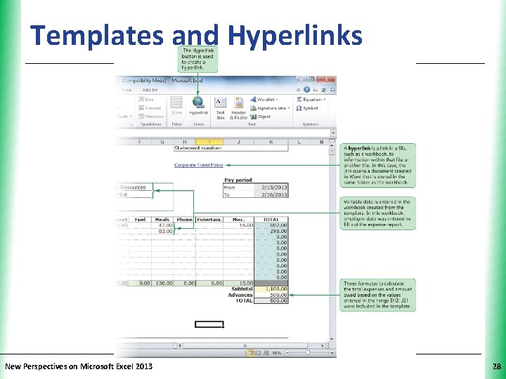 Templates and Hyperlinks New Perspectives on Microsoft Excel 2013 XP 28 