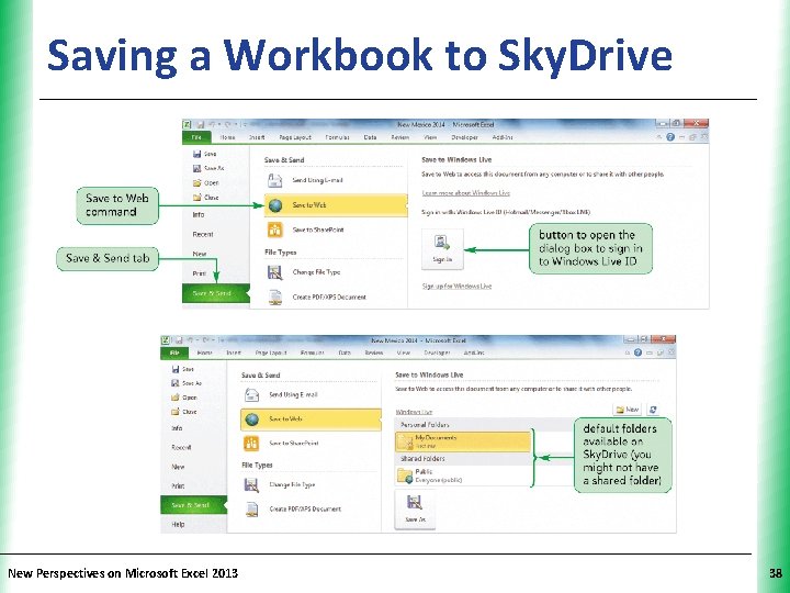 Saving a Workbook to Sky. Drive New Perspectives on Microsoft Excel 2013 XP 38