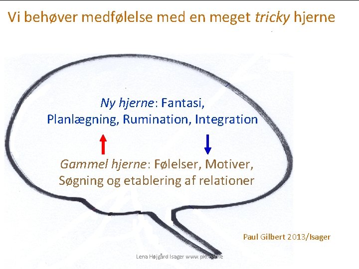 Vi behøver medfølelse med en meget tricky hjerne Ny hjerne: Fantasi, Planlægning, Rumination, Integration