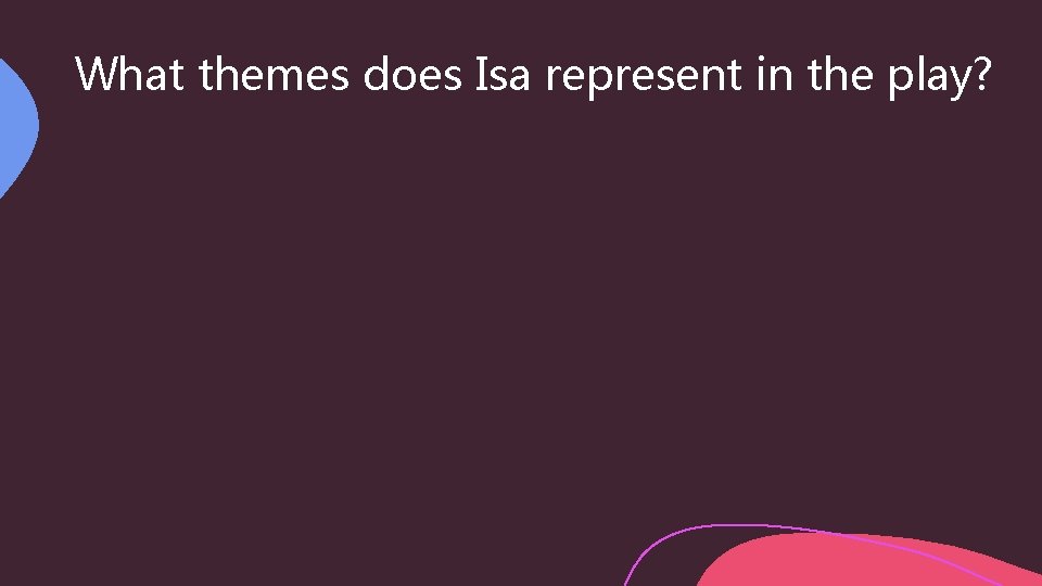 What themes does Isa represent in the play? 