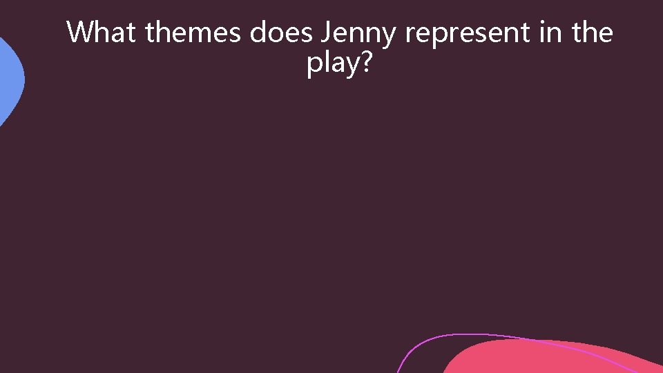 What themes does Jenny represent in the play? 