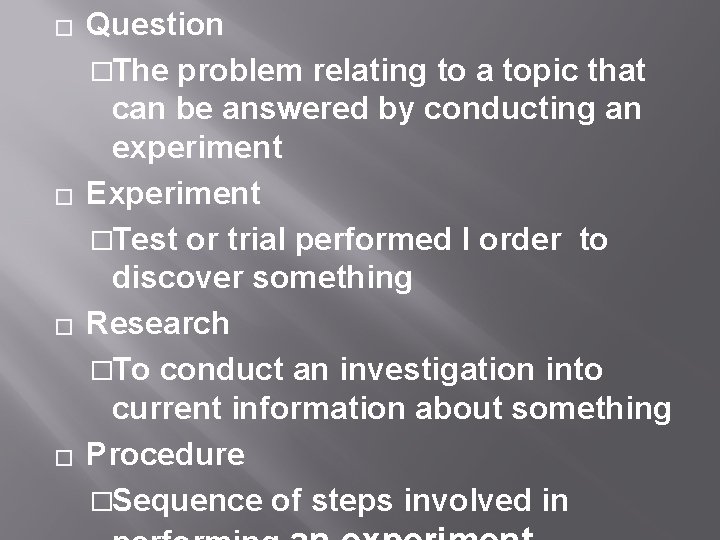 � � Question �The problem relating to a topic that can be answered by