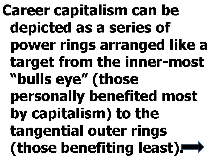 Career capitalism can be depicted as a series of power rings arranged like a