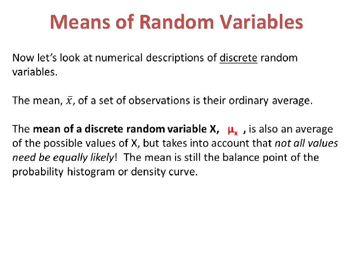 Means of Random Variables 