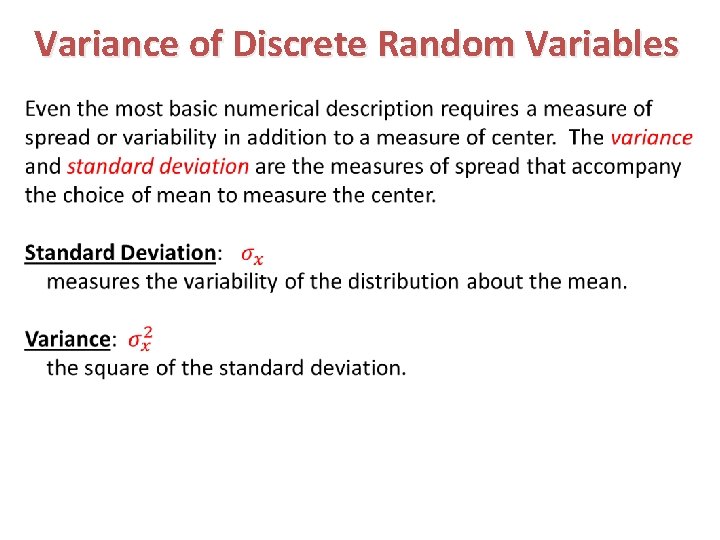 Variance of Discrete Random Variables 