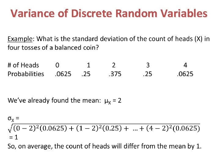 Variance of Discrete Random Variables 