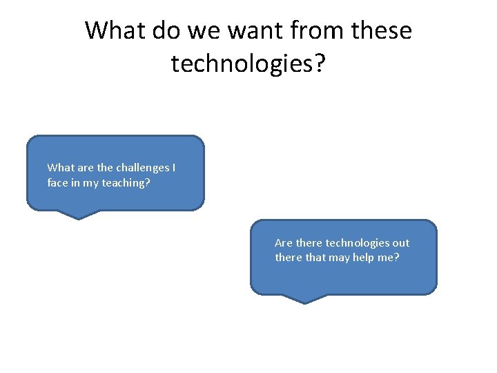 What do we want from these technologies? What are the challenges I face in