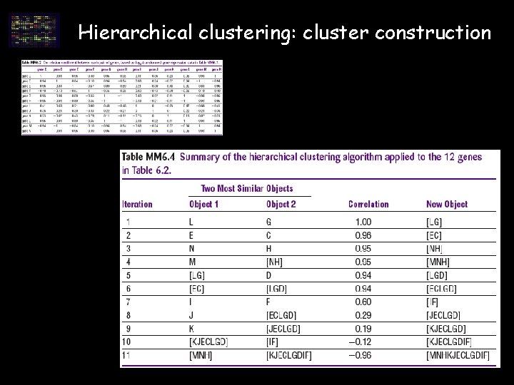 Hierarchical clustering: cluster construction Hierarchical clustering: cluster construction