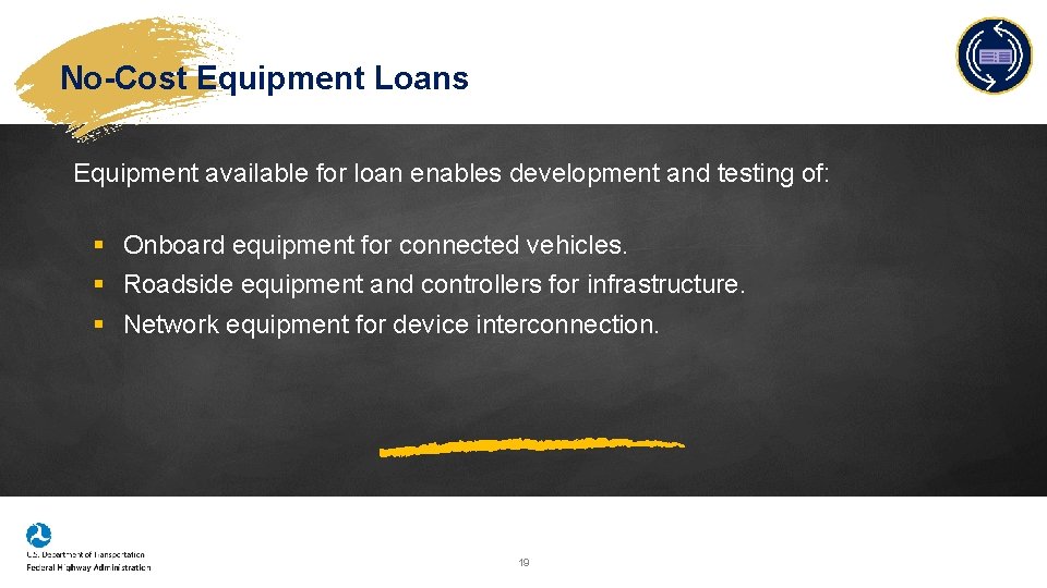 No-Cost Equipment Loans Equipment available for loan enables development and testing of: § Onboard