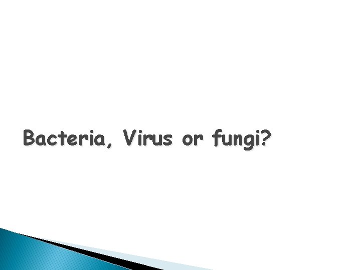 Bacteria, Virus or fungi? 