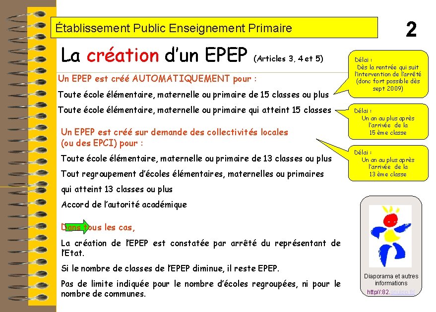 Établissement Public Enseignement Primaire La création d’un EPEP (Articles 3, 4 et 5) Un