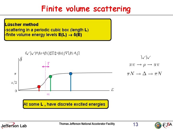 Finite volume scattering Lüscher method -scattering in a periodic cubic box (length L) -finite