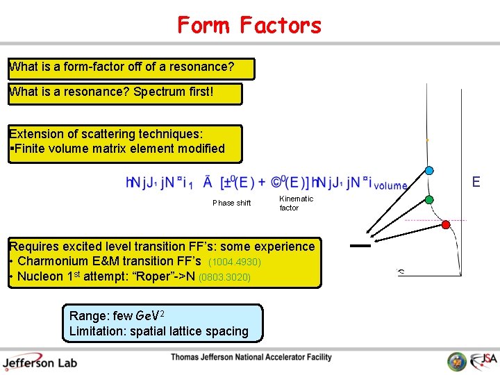 Form Factors What is a form-factor off of a resonance? What is a resonance?